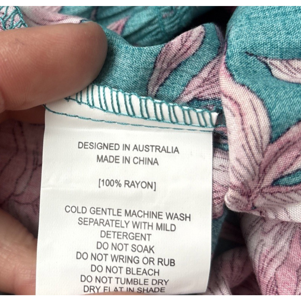 Abel The Label Drop Waist Skirt Size Large Teal Pink Floral Maxi Resort Summer - Picture 8 of 13